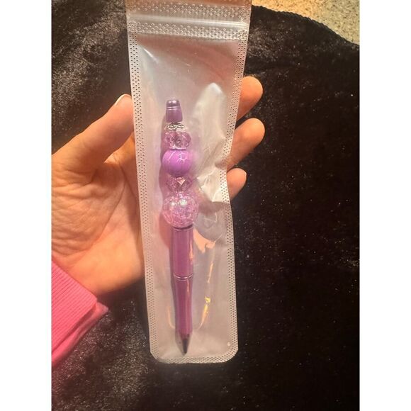 Beaded Custom Made Pen‎ Purple Marble - Picture 1 of 2